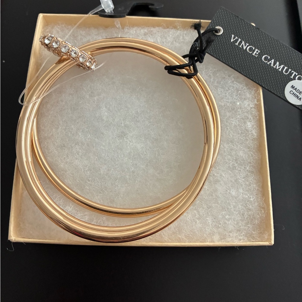 Vince Camuto Gold and Crystal Bracelet Set